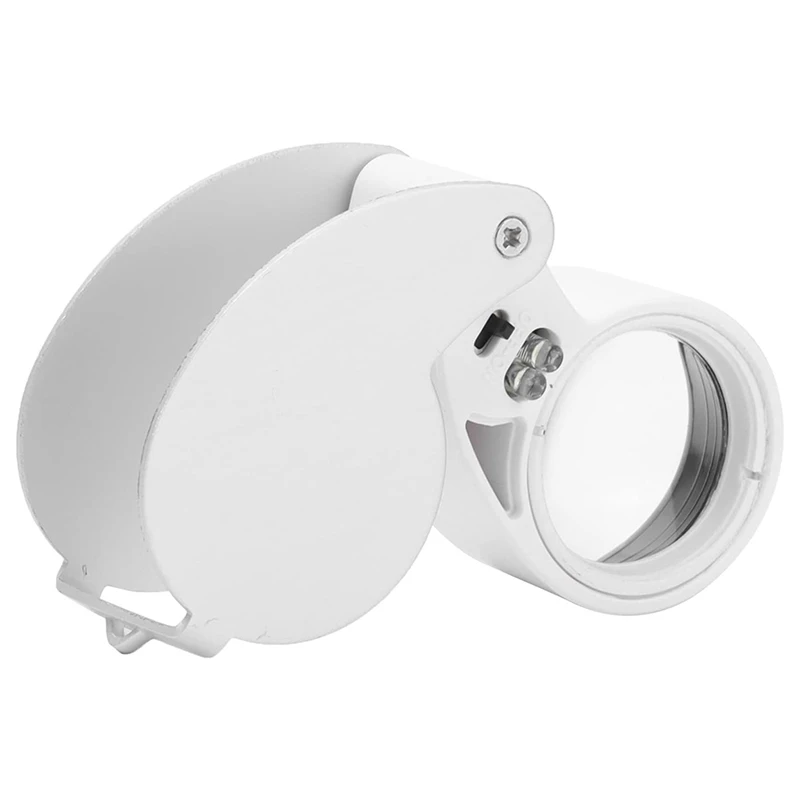 40X Illuminated Jewelers Loupe Magnifier, Portable Foldable Pocket Jewelry Magnifying Glasses For Checking Diamond, Gems