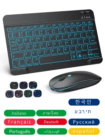 10 inch Backlit For iPad Keyboard and Mouse Backlight Bluetooth Keyboard For IOS Android Windows Wireless Keyboard and Mouse