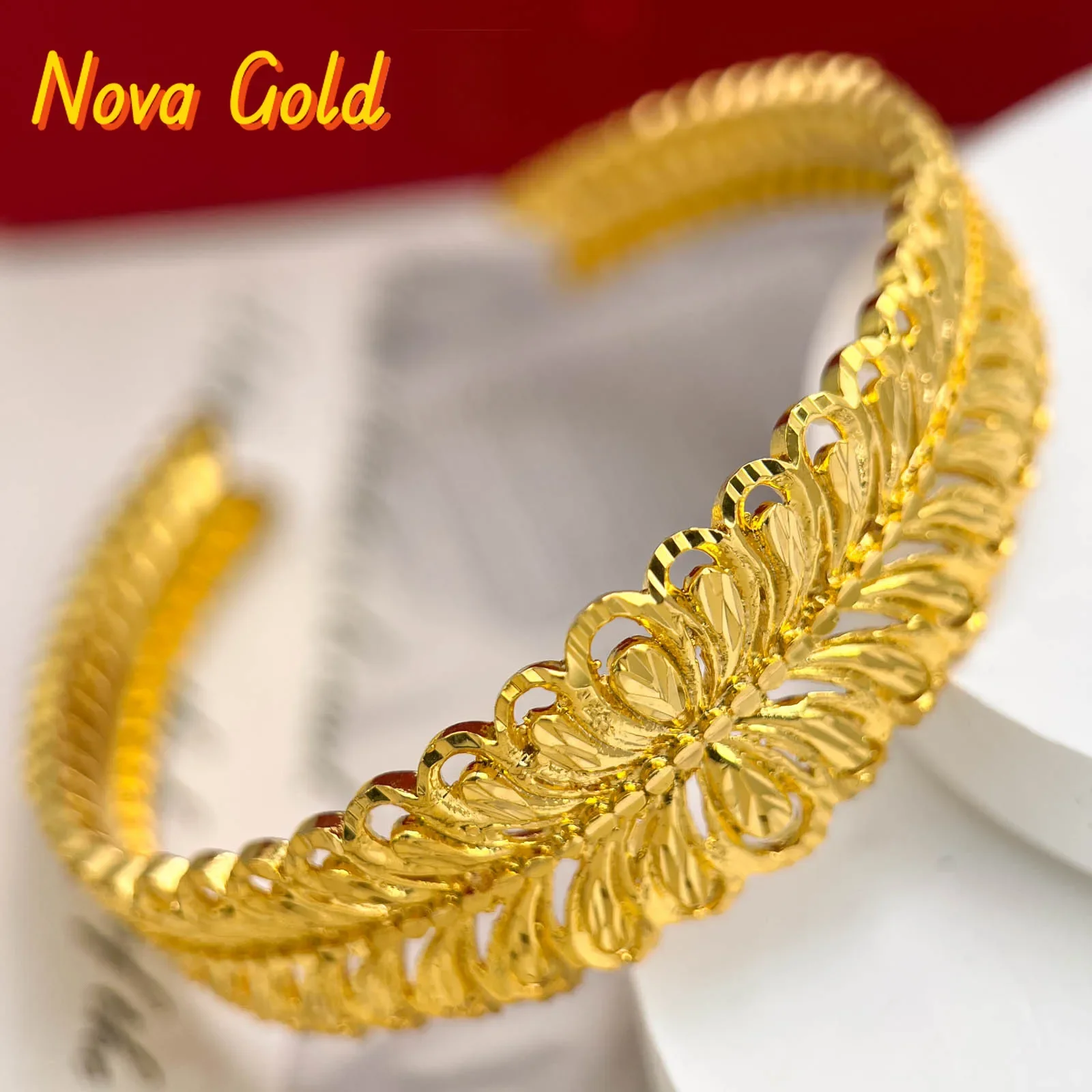 

NovaGlod 9999 24K Real Gold Phoenix Tail Women’s Bracelet Open Bracelet Fashion Accessory Unique and Versatile