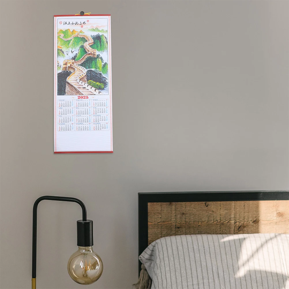 

2 Pcs Number Imitation Rattan Hanging Scroll Calendar Office Snake Paper Year Chinese Calendars