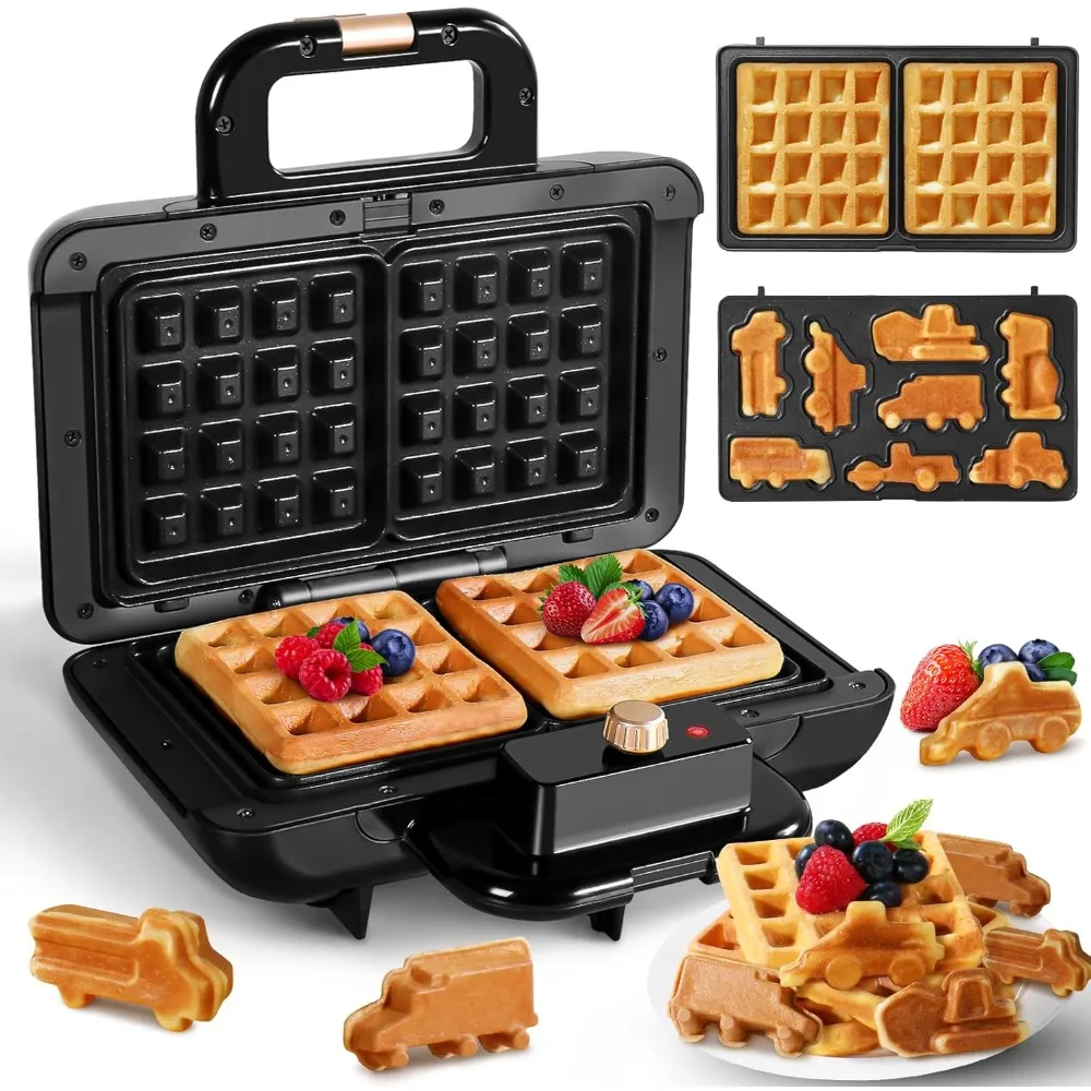 

Mini Waffle Maker with Removable Plates, 2 in 1 Cars and Trucks Waffle Maker for Kids Make 8 Fun Different