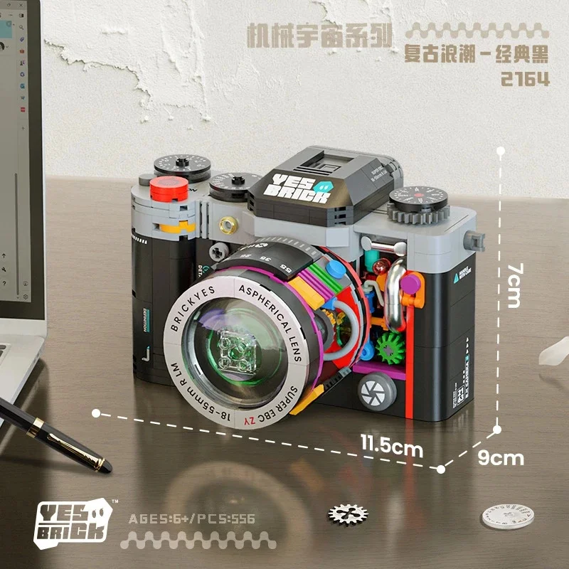 Mini Retro Mechanical Camera Brick Set 2163 2164 Puzzle Toy Educational Kit Desk Shelf Decor Vintage Gift For Teens Adults