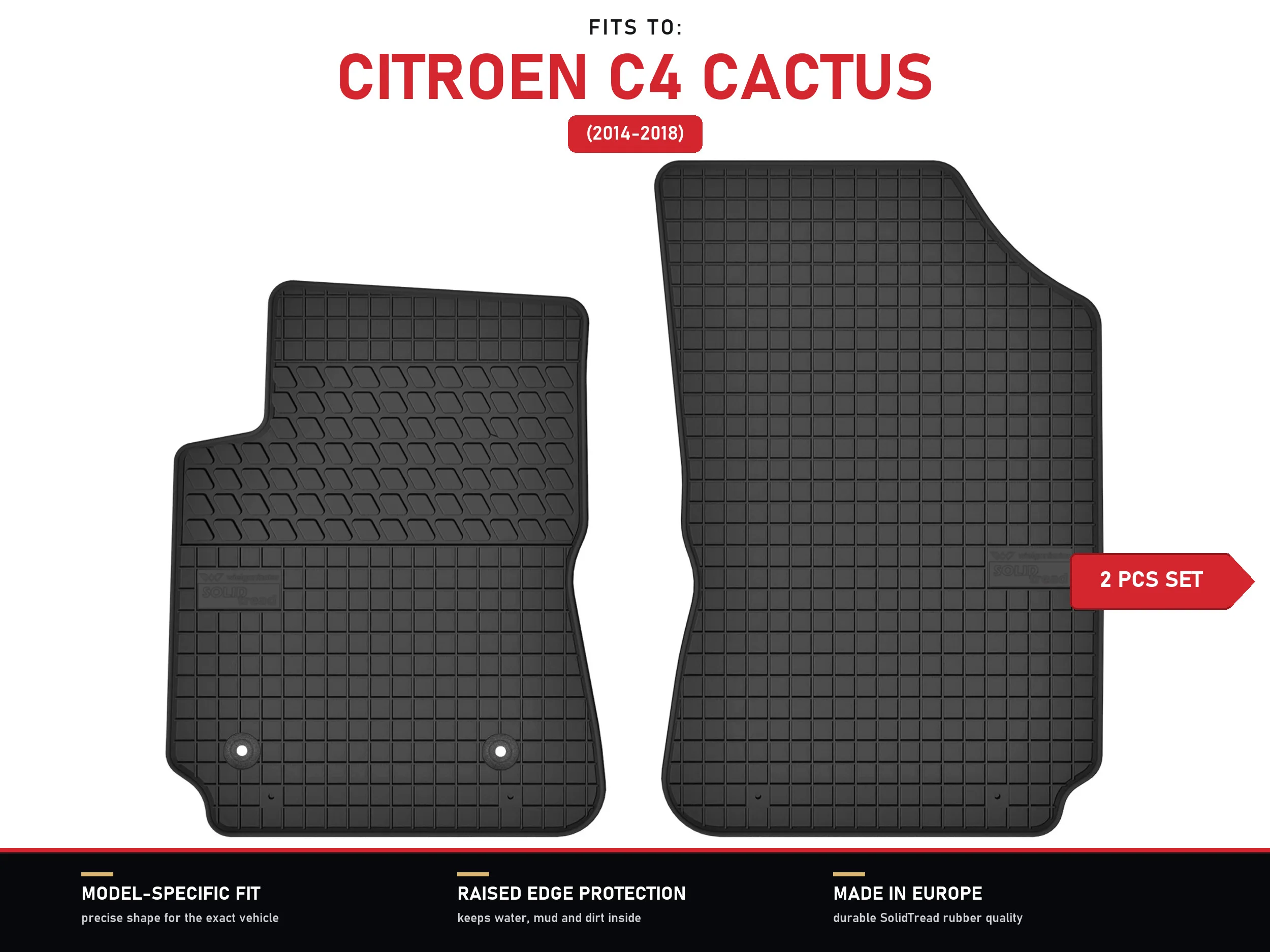 Rubberen matten voor: Citroen C4 Cactus 2014-2018 crossover