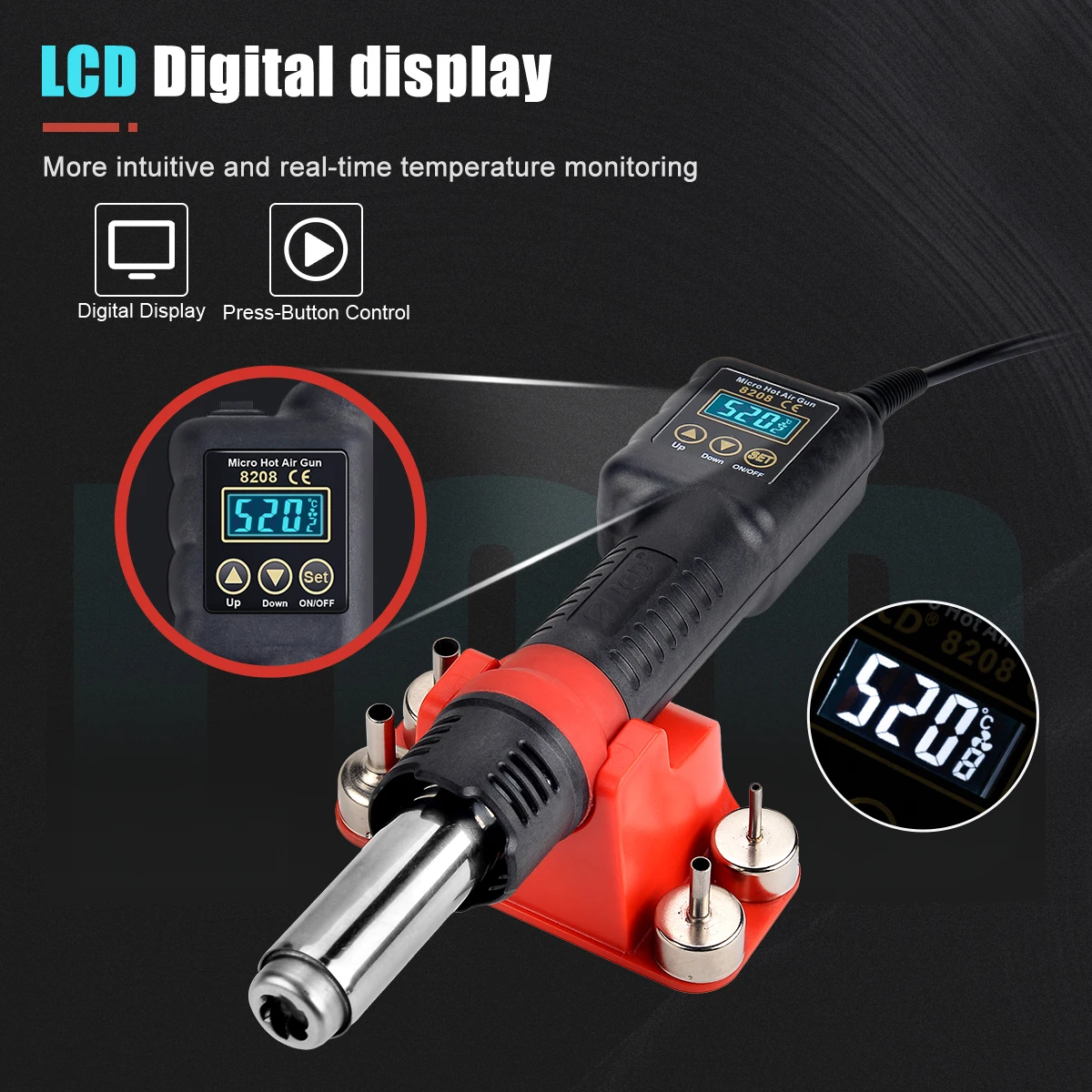 JCD New 8208 Heat Gun T210 Soldering Station Soldering Iron Set Micro Rework LCD Digital Hair Dryer BGA IC Welding Repair Tools