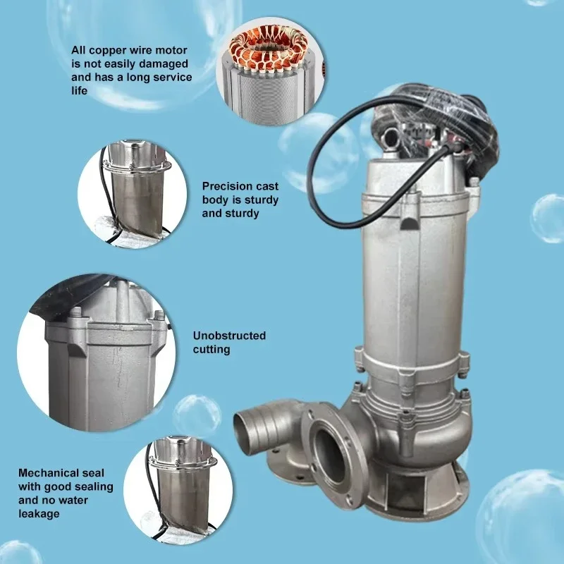 Strong Lifting Capacity Industrial Mud Sewage Pump Motor  Electric Marine Sewage Cutting Submersible Sewage Pump for Drainage view 4