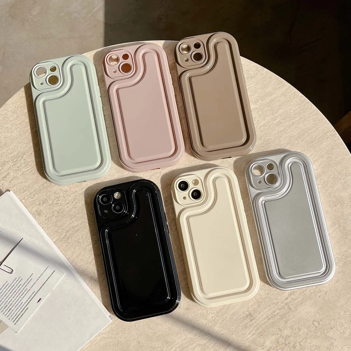 

Cute Simple Glossy Candy Color Air Cushion Silicone Soft Back Cover For iPhone 14 13 12 11 Pro Max Bumper Shockproof Phone Case