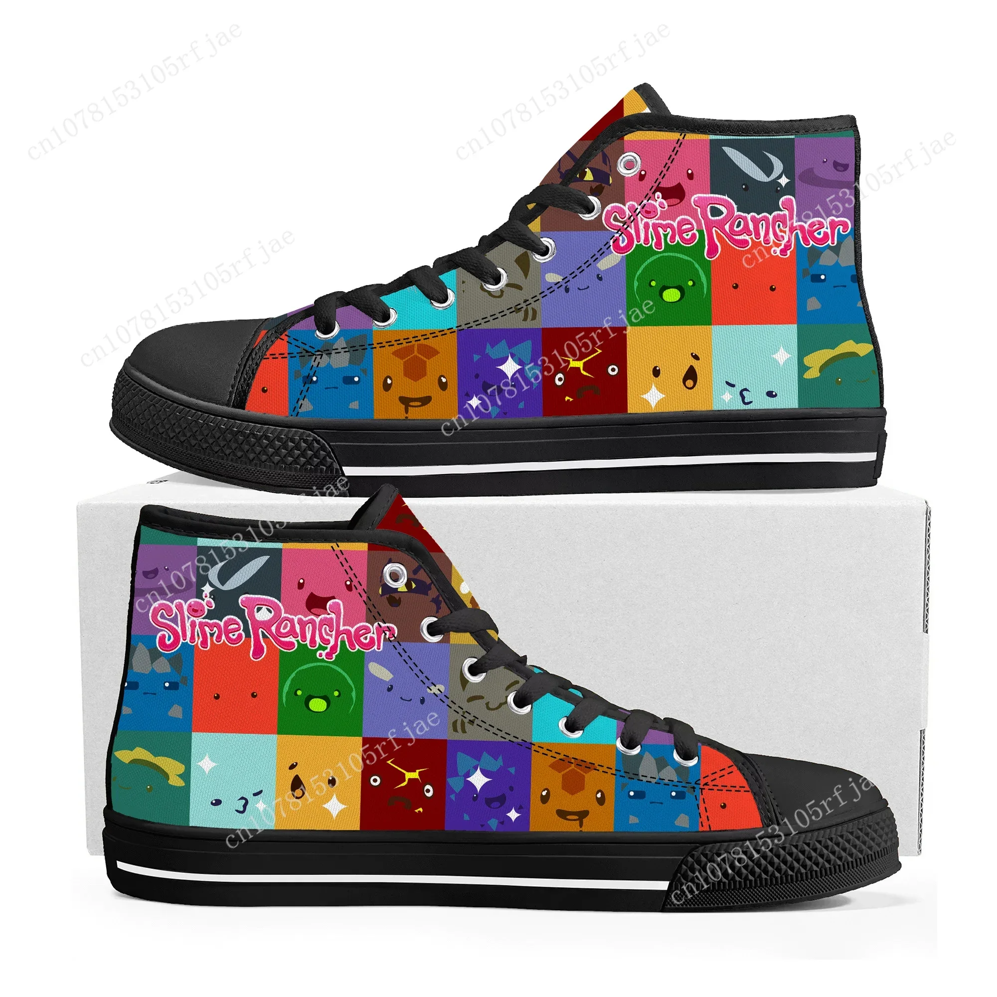 Slime Rancher High Top Sneakers Cartoon Game Mens Womens Teenager Fashion High Quality Canvas Sneaker Custom Built Couple Shoes