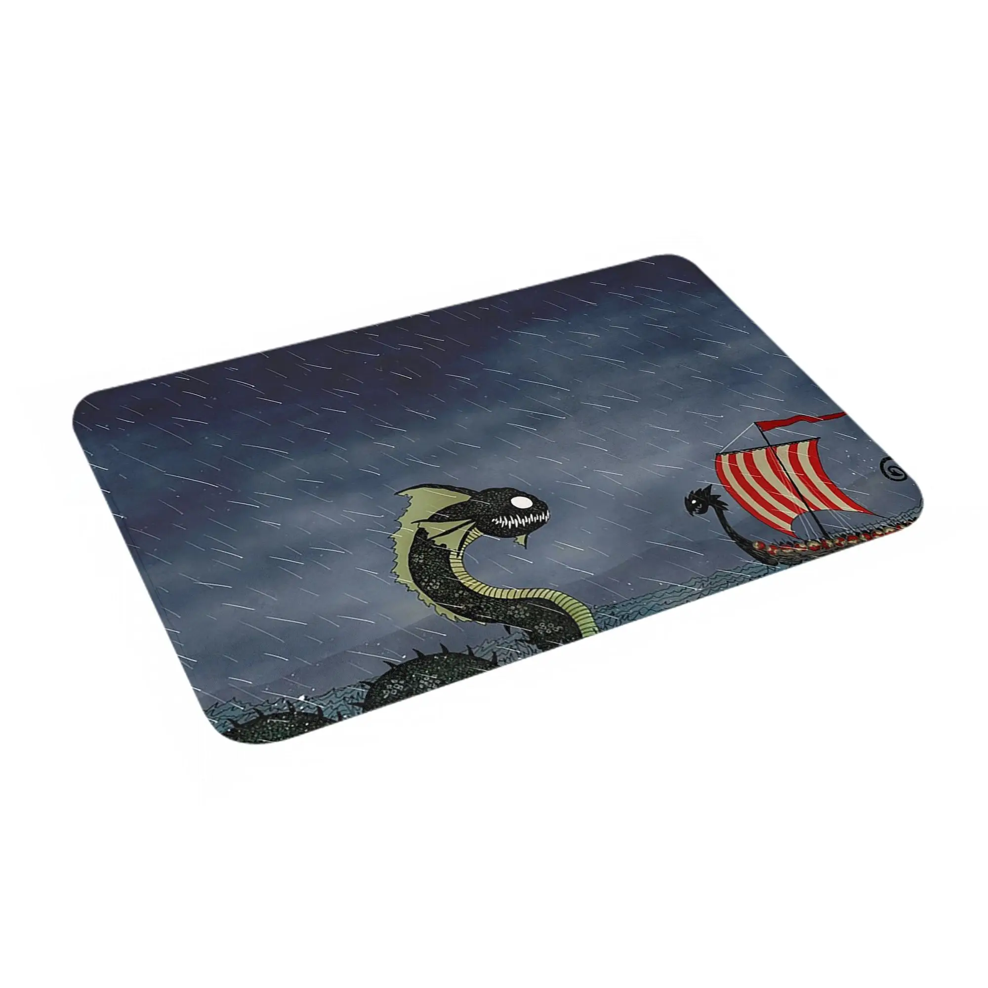 Vikings & Sea Serpent Anti-slip Doormat Floor Mat Sand Scraping Carpet Rug for Kitchen Entrance Home Balcony Footpad Mats