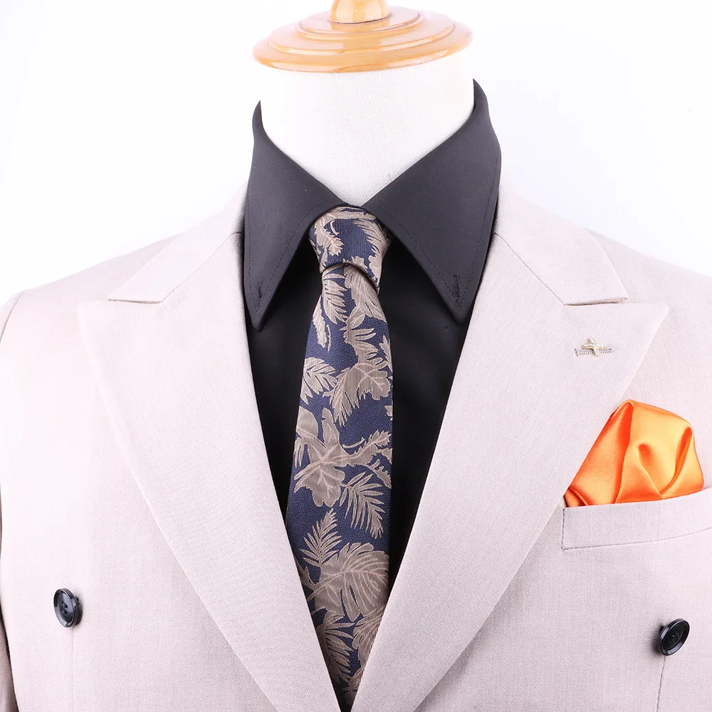 Luxury 8CM Wide Mens Necktie Classic Floral Pattern Ties For Man Groom Groomsman Jacquard Woven Neck Tie Formal Business Party