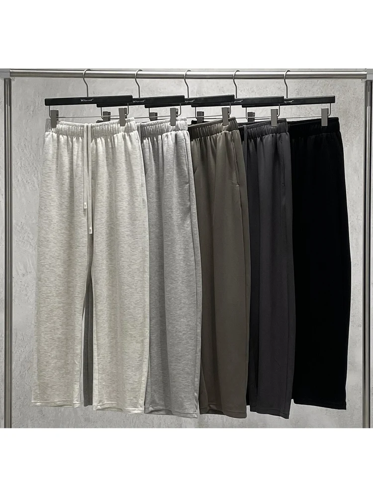 

Повседневные спортивные штаны в землистых тонах для мужчин и женщин, прямые, свободные, с завязками, длинные брюки, удобные, дышащие, из хлопка, для повседневной носки