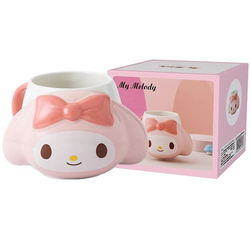 Cangkir air kartun Sanrio Kuromi Hello Kitty Cinnamoroll Mug keramik baru kapasitas besar 3D dipersonalisasi cangkir kopi hadiah ulang tahun