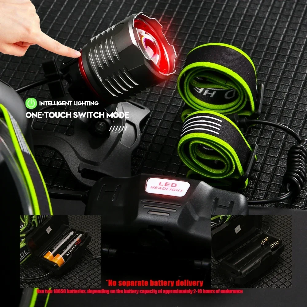 Heinast Мощный светодиодный налобный фонарь с возможностью масштабирования XHP50, фонарик, USB перезаряжаемый налобный фонарь, фонарь для кемпинга и рыбалки