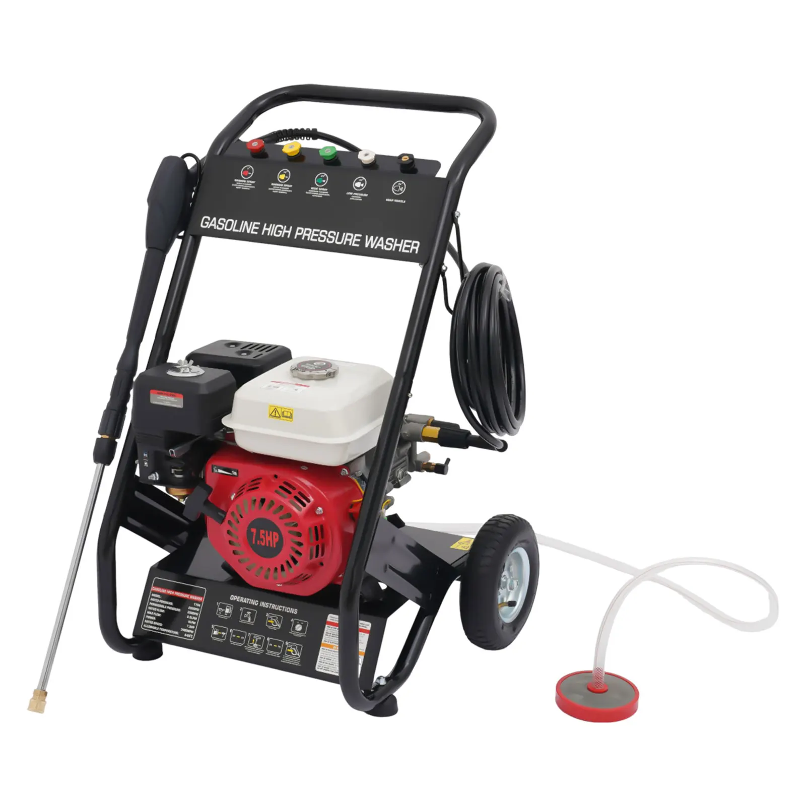 Idropulitrici NL 150 3400 giri/min Motore 7HP Capacità serbatoio olio 0,18 gal Capacità serbatoio olio pompa 0,9 gal Max. Portata 2.3GPM Diametro della ruota 8 pollici