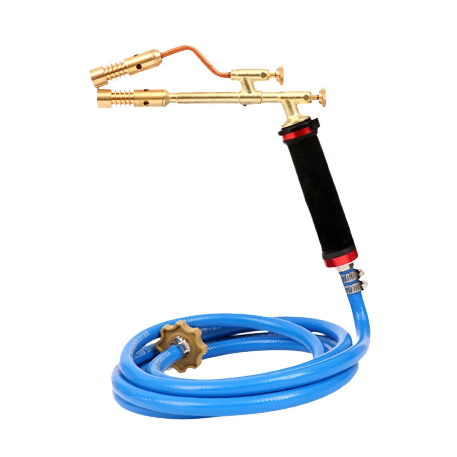 Double Headed Copper Soldering Torch Head with 5m Hose Liquefied Propane Welding Torch Adjustable Professional Tool for Brazing