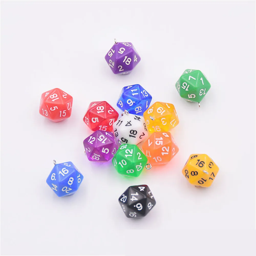 10Pcs Colorful Transparent Dice Pendant DIY Necklace Earring Jewelry Making Accessories Bag Car Keychain Charm Homemade Material