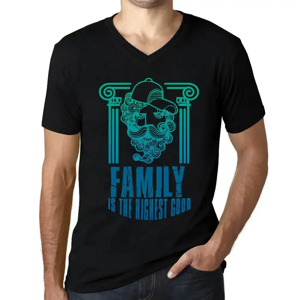 Heren Grafisch T-Shirt V-Hals Familie is het hoogste goed – Family Is