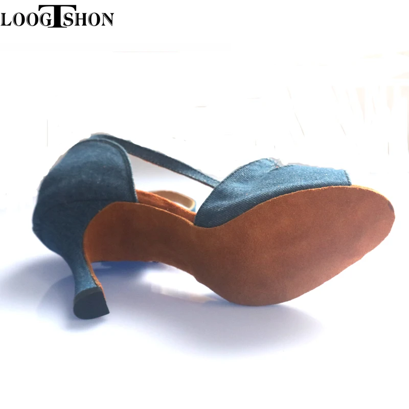 Loogtshon 2022 สไตล์Latin Danceรองเท้าSalsaสุภาพสตรีซาตินSoft Soleแฟชั่นเต้นรํารองเท้าแตะรองเท้า 7 ส้นผู้หญิงซาตินรองเท้า