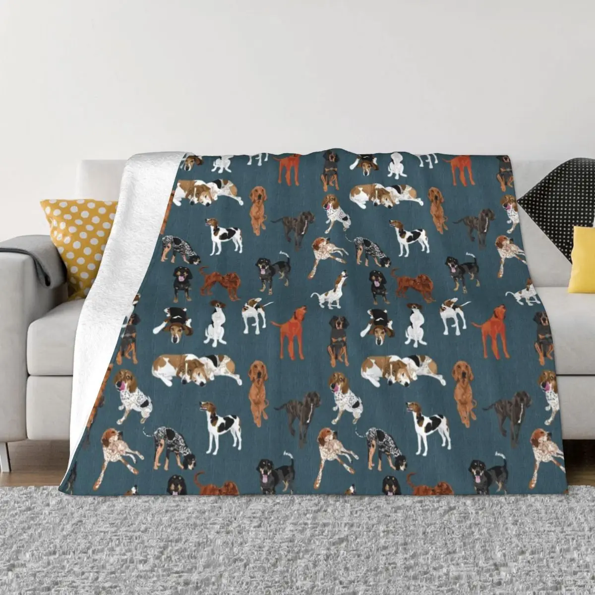 

Coonhounds on Dark Teal Throw Blanket Polar Soft Blankets