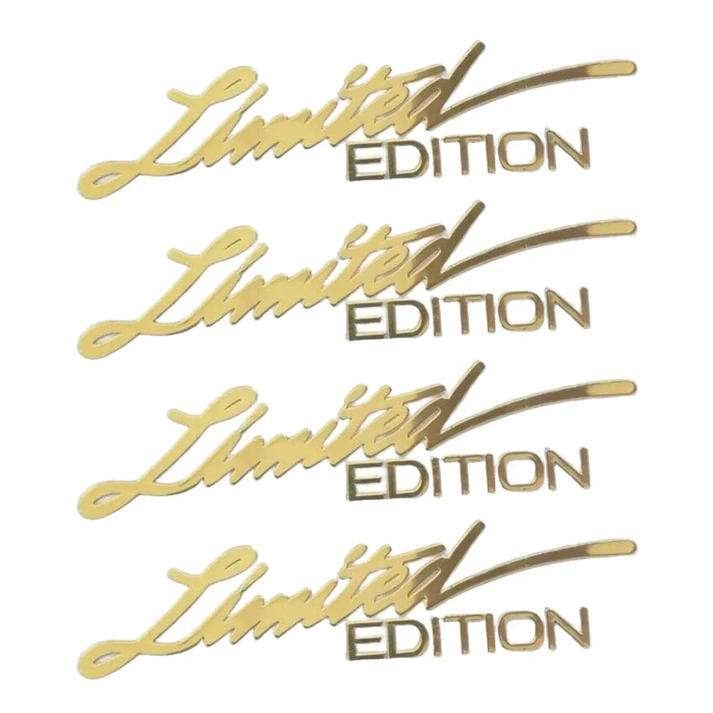 Metal 3D Gold Sticker Decal Set 4 Count for Vehicle Exterior Decoration Featuring Raised Profile Design and Strong Hold