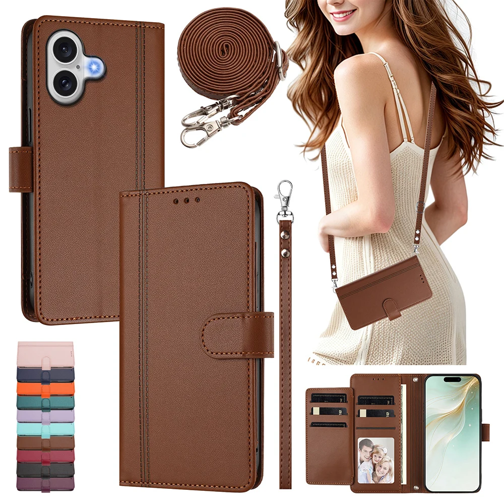 Practical Card Slot Wallet Case For Samsung Galaxy A42 A41 A40 A31 A30 A21 A21S A20 A20E A11 A10 Crossbody Lanyard Phone Cover