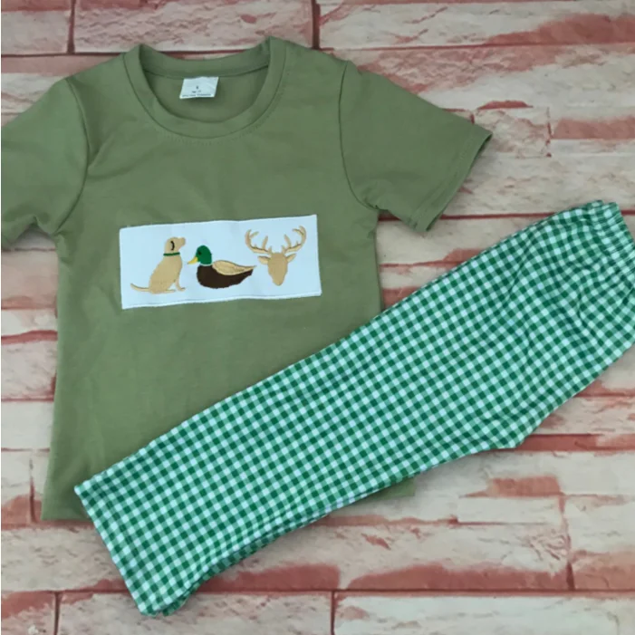 hunting style baby boys short sleeve top long pant set