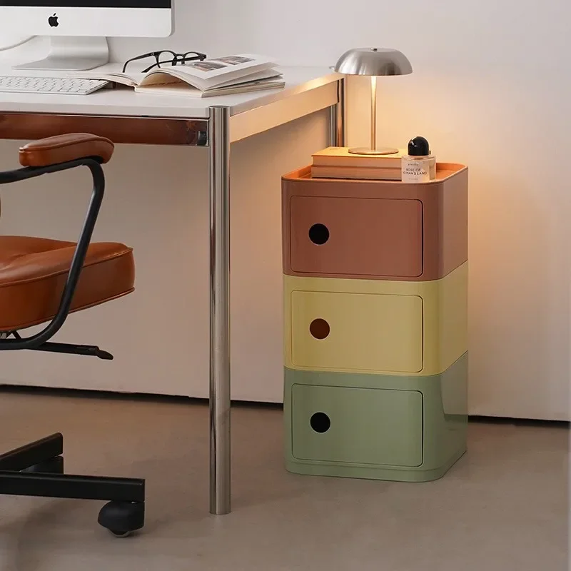 MOMO Modern Simple And Creative Small Storage Locker Shelf Household Extremely Narrow Cream Style Bedroom Bedside Table