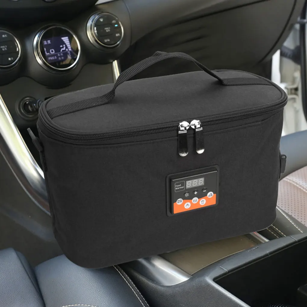 OxfordCloth Car Warmer Bag Electric Lunch Box Food Warmer 30w Heating Bag Insulated Portable Grey