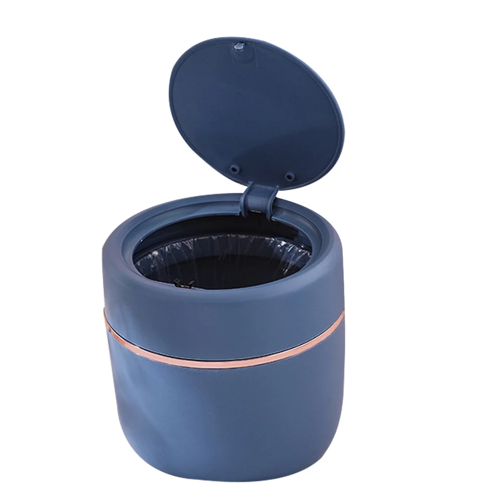

Press Type Lid Desktop Trash Can Creative Stylish Design with Odor Prevention Compact Lightweight for Office Study Bedroom
