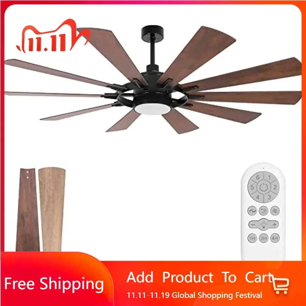 

Ceiling Fan with Light and Remote 65 inch Farmhouse Large Ceiling Fan, Reversible Motor and Blades, 5CCT Selectable