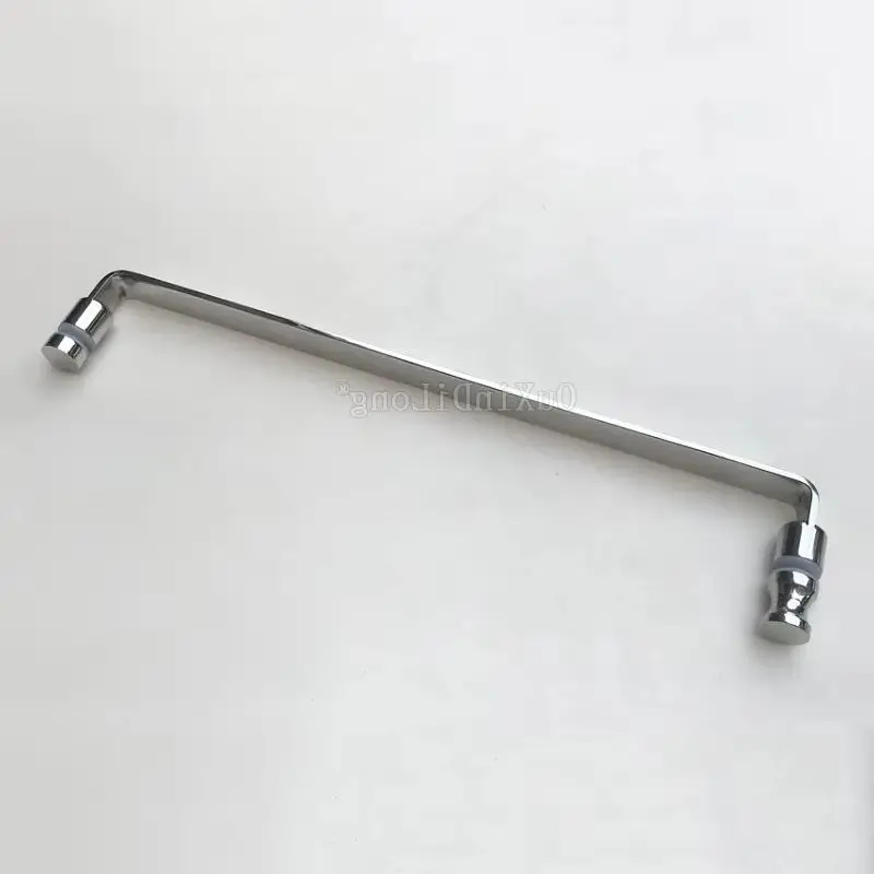 Full Solid 304 Stainless Steel Single Bathroom Door Handles Glass Door Push Pull Handles Hole Spacing 17.32'' (440mm) for 6~12mm