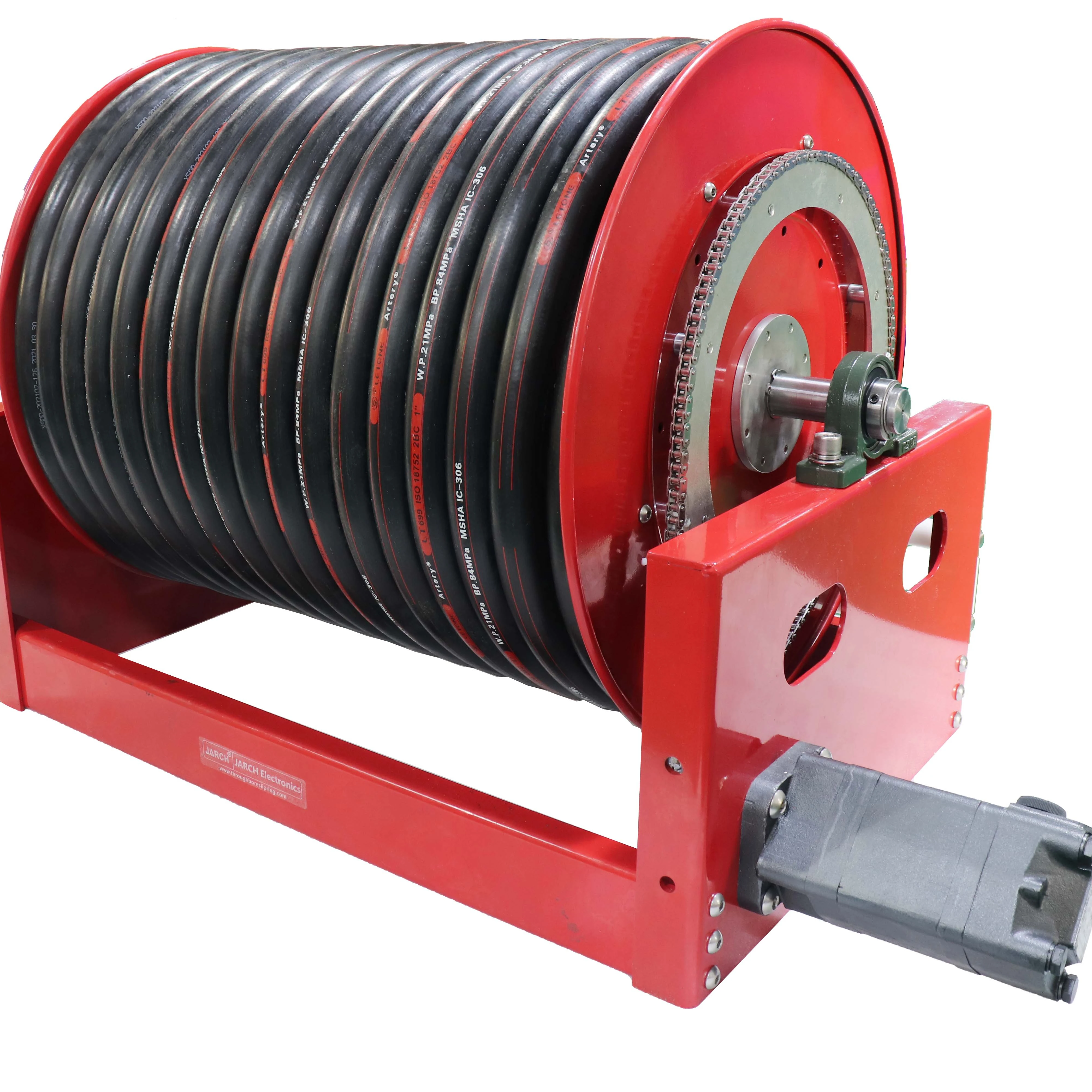 Motor Auto Retractable High Pressure Oil Sewer Water Hydraulic Hose Reel With 1/2inch 1inch Nozzle
