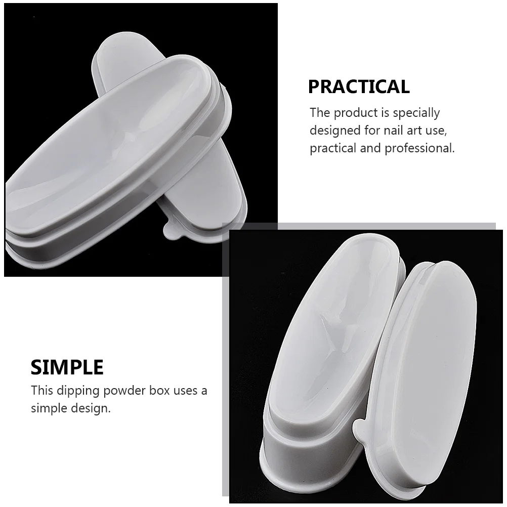 

2pcs Nail Dipping Powder Box Plastic Container Tray Sequin Case Nail Art Accessory Manicure Tool DIY Professional Use Safe