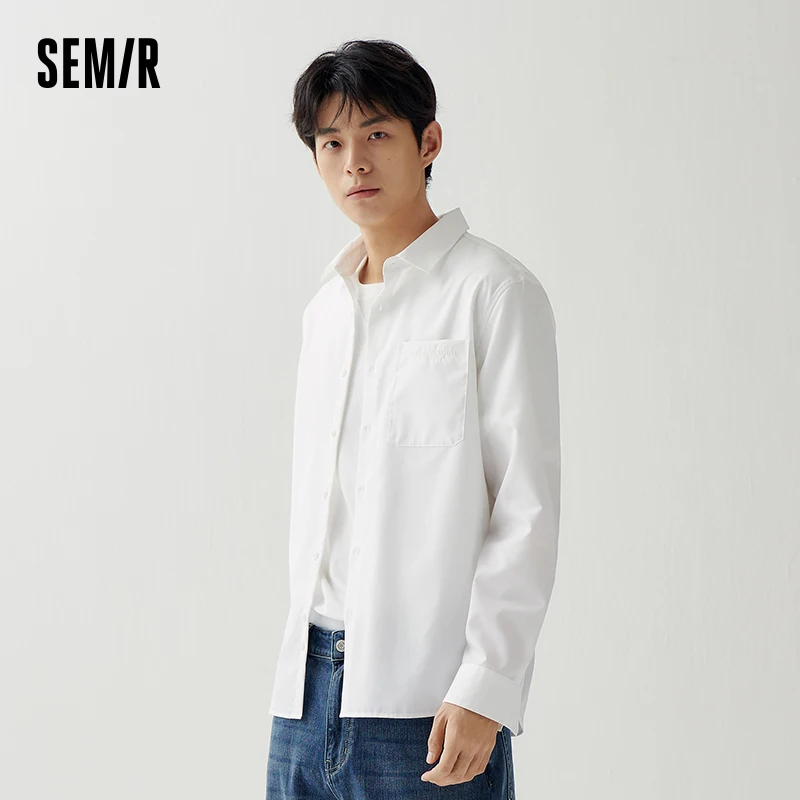 Semir 2023 Men Shirt Long-sleeved Shirt Autumn New Simple Commuter Business Style Easy-care Tops for Men