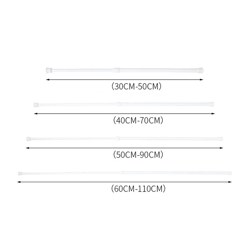 قضيب ستارة معدني قابل للتمديد محمل بنابض بدون حفر عمود دش تلسكوبي للحمام