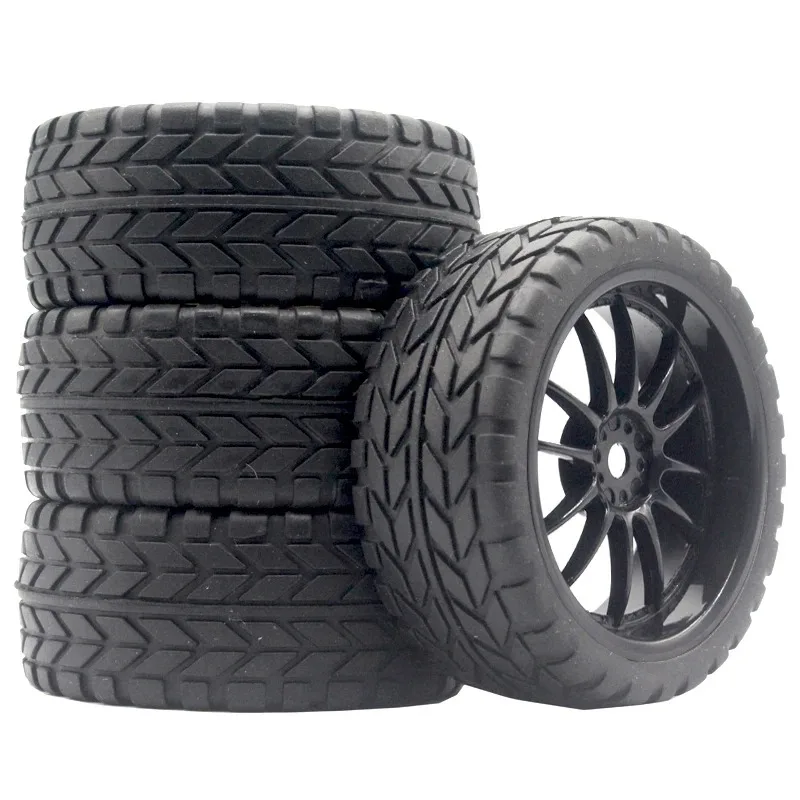 1/10 RC Rally Rennräder & Reifen 12mm Sechskant, Straßen-Gummireifen für Tamiya XV02/XV01/TA06/TT01/TT02 PTG2, HSP, KYOSHO