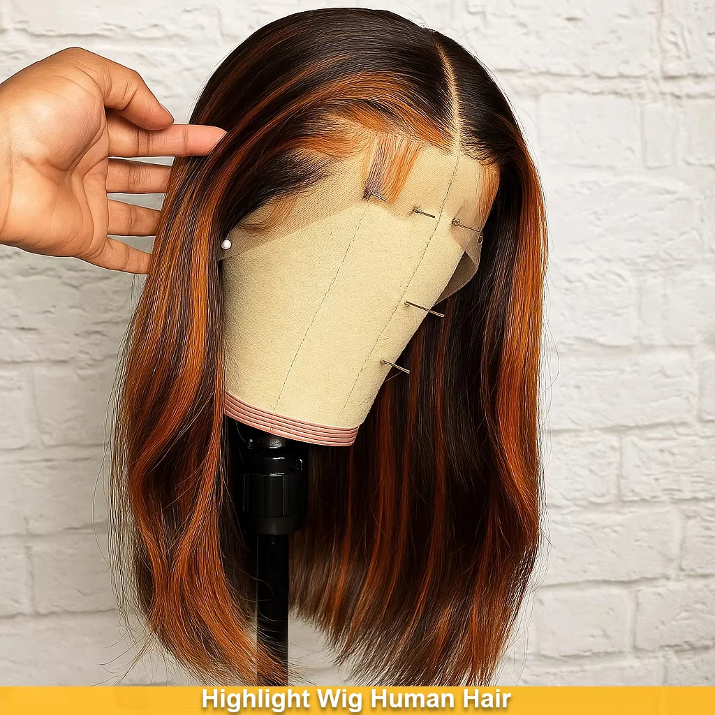 

Цветные парики с 200% объемом, 13x4, с кружевной передней частью, из натуральных шелковистых прямых волос, предварительно нарезанные, без клея, короткие прямые парики-боб для женщин