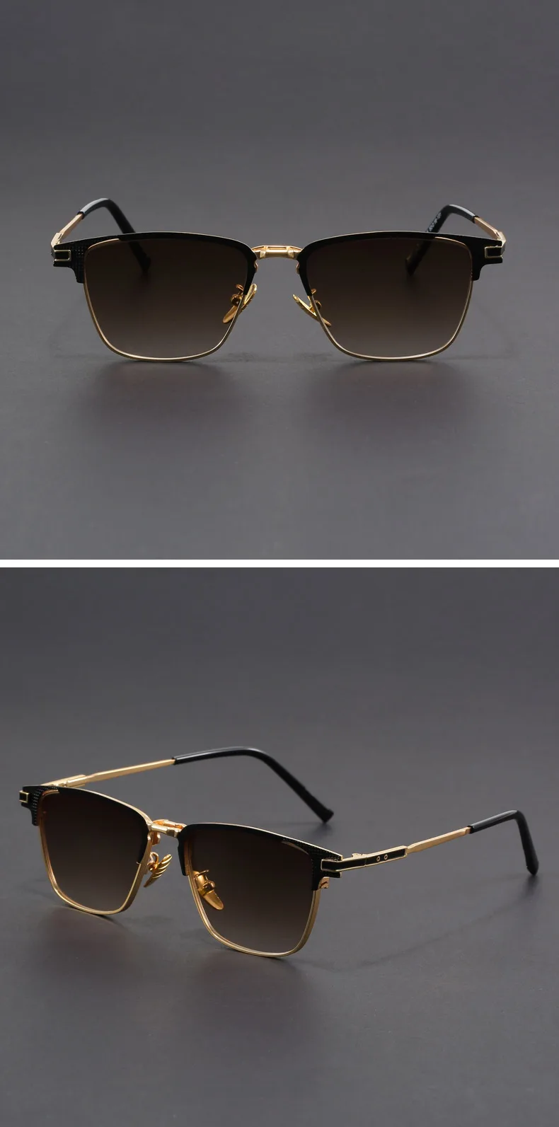 Neue Metall Quadratische Sonnenbrille Halbrahmen Polarisierte Sonnenbrille Herren Damen Luxusmarke Designer Sonnenbrillen Männlich Retro Rive – Detail 1