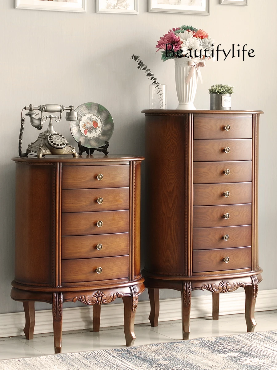 

American Country Retro Chest of Drawers Household Solid Wood Hallway Cabinet