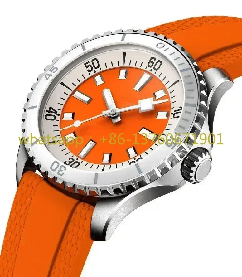 Luxury New Automatic Watch for Men Mechanical Watches SuperOcean Stainless Steel Black Orange Rubber Sapphire Blue Ceramic 42mm