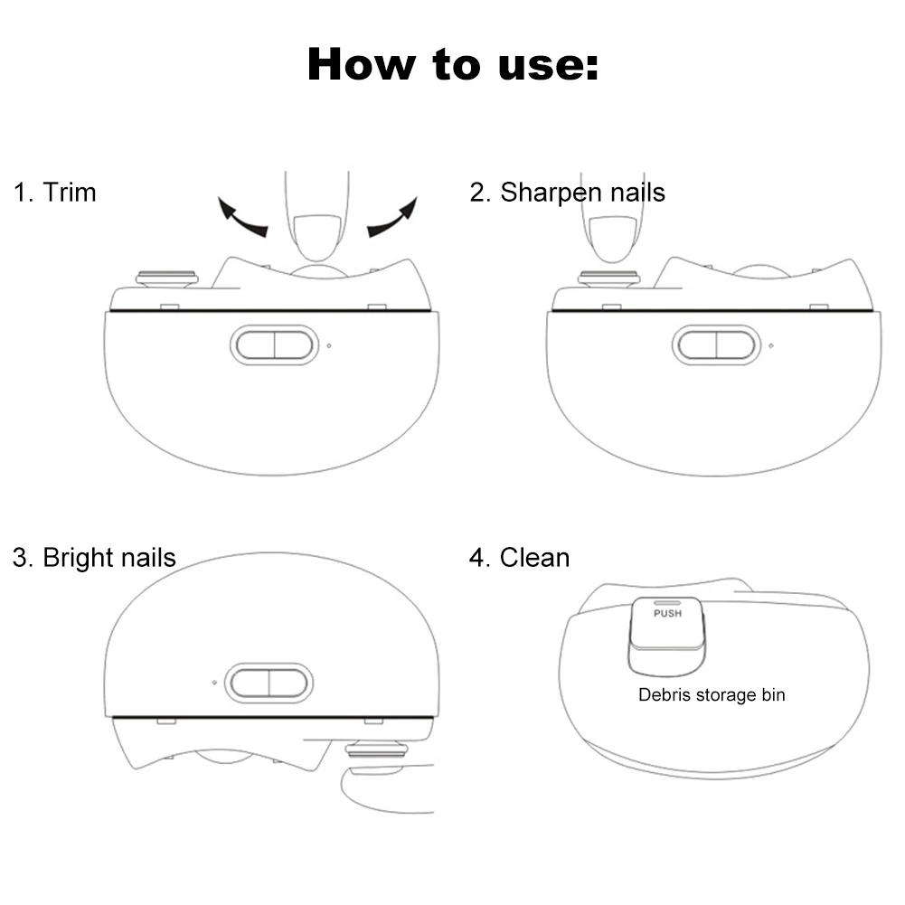 Coupe-ongles électrique automatique de sécurité, rechargeable, avec fonction de ponçage et de polissage, et éclairage intégré, pour enfants et adultes