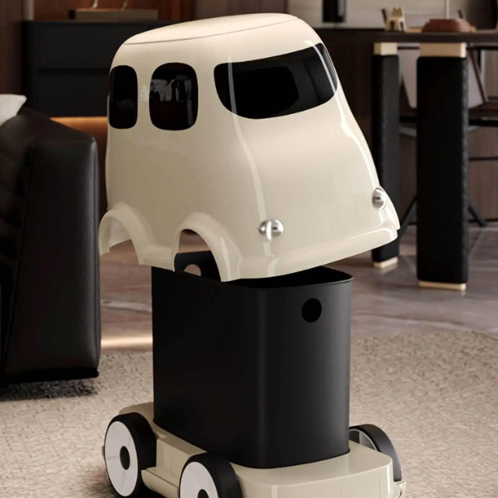 Car Trash Bin Movable Vehicle Style Mini Garbage Box for Home Office Cute Decorative Trash Basket
