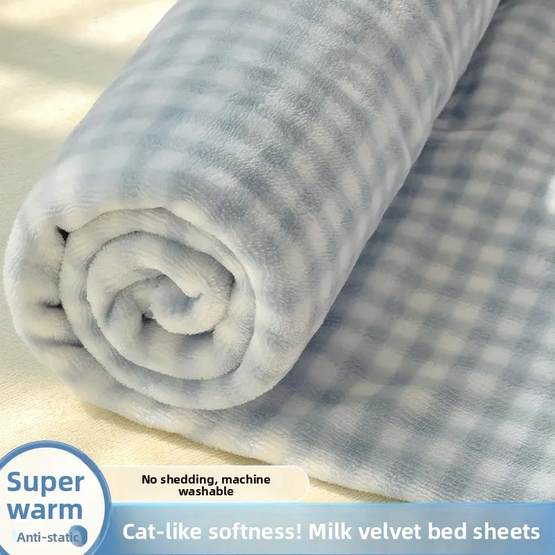 

Thickened Milk Velvet Coral Fleece Bed Sheet Single Person Dormitory Duvet Cover Dustcover Quilt Cover Adult Bedding Linen