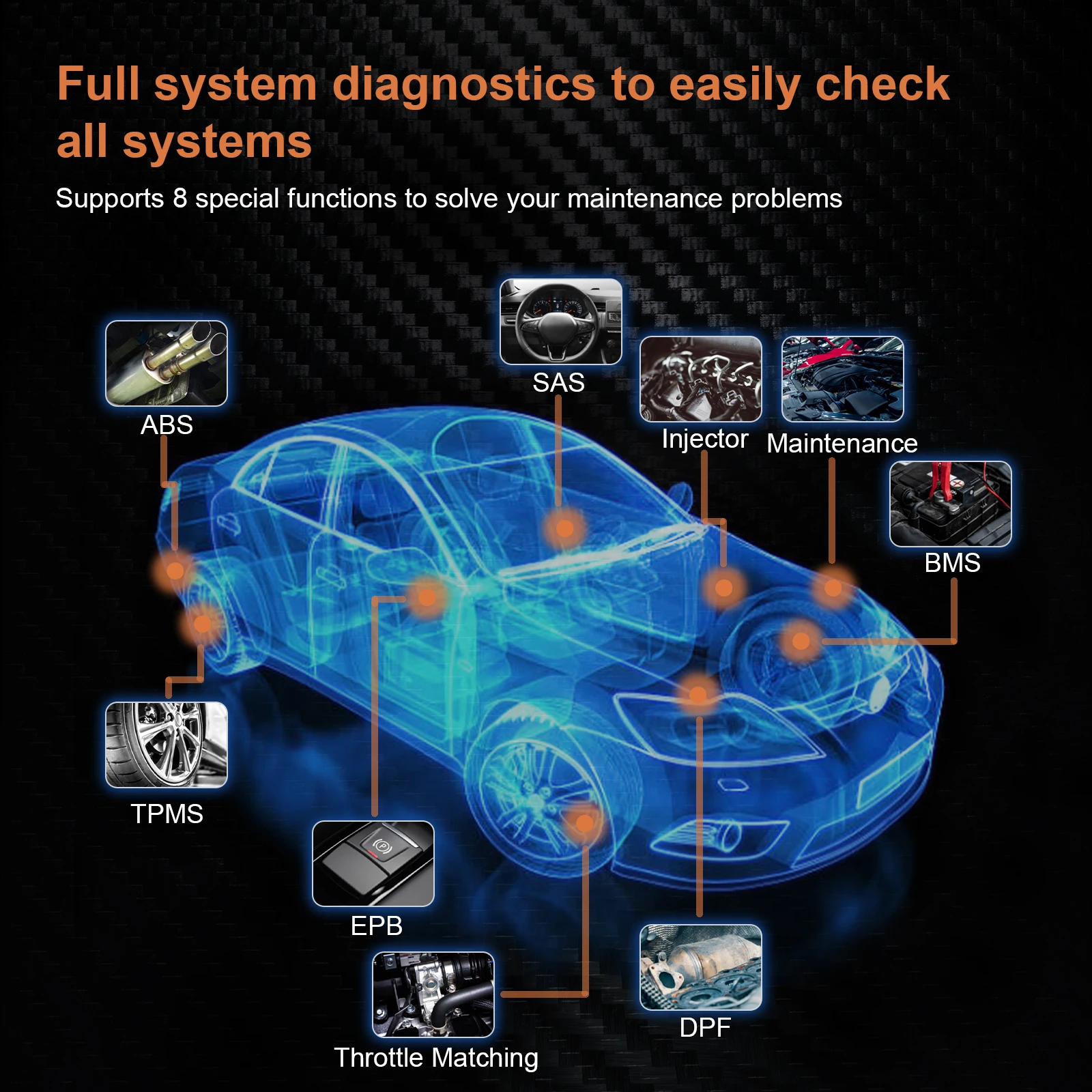 Portable HUMZOR Z100 Full System Car Diagnostic Tool Bidirectional Testing BlueTooth Obd2 Scanner