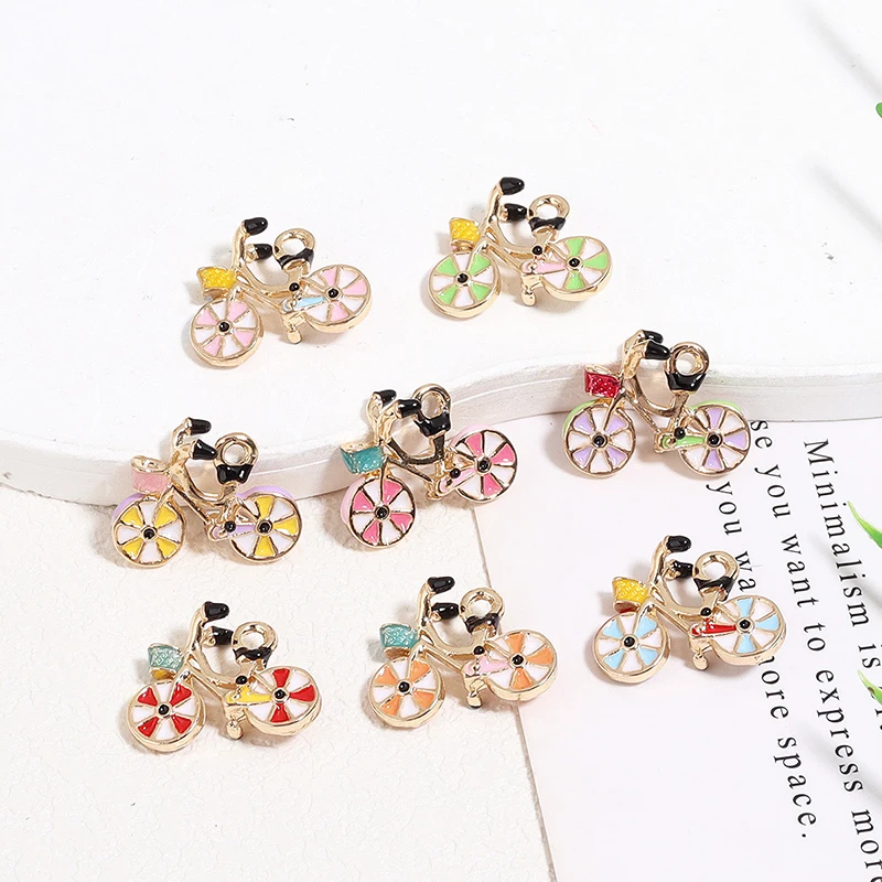 20pcs/lot Jewelry Accessory Alloy Solid Simulated Color Bicycle Pendant For Charms Earrings  Bracelet