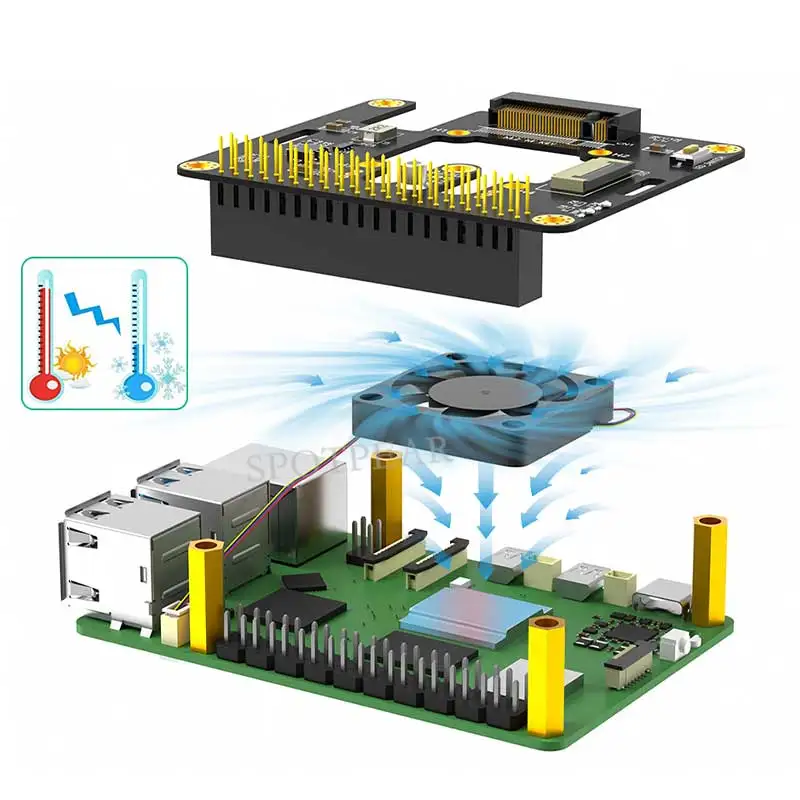 Raspberry Pi 5 PCIe to M.2 NVMe SSD Hat 3in1 With Fan 2242 2230