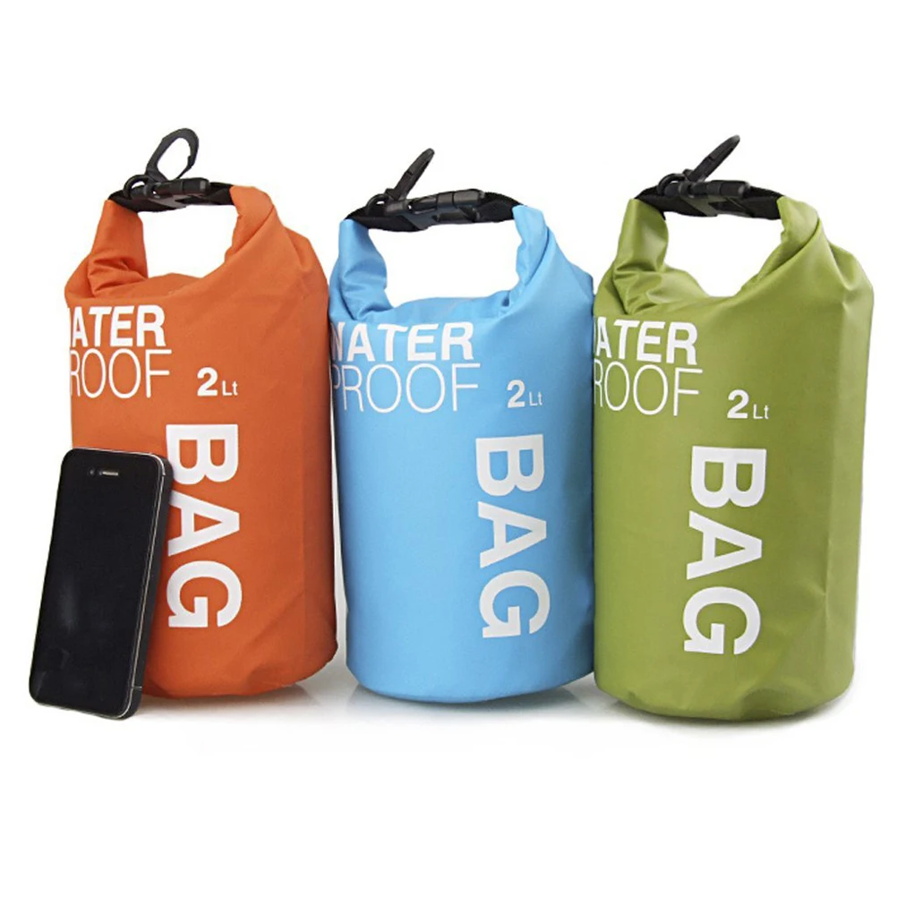 2L 방수 가방 285x180mm 녹색 캠핑 드라이 파우치 음식 음료 보관 PVC 소재 접이식 보트 액세서리 야외 활동