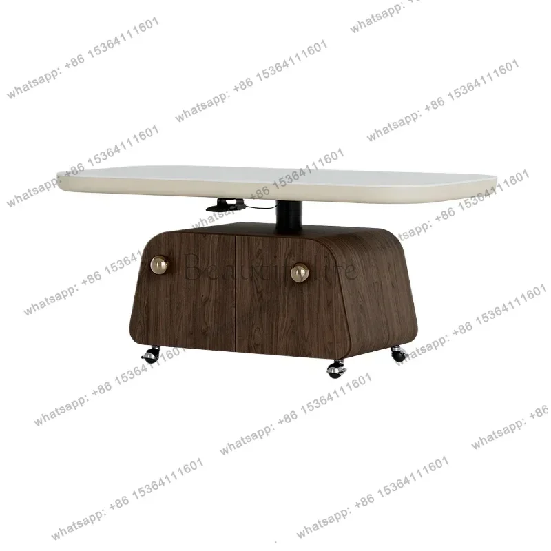 

Medieval creative small apartment movable coffee table dining table two-in-one lifting rock slab designer model
