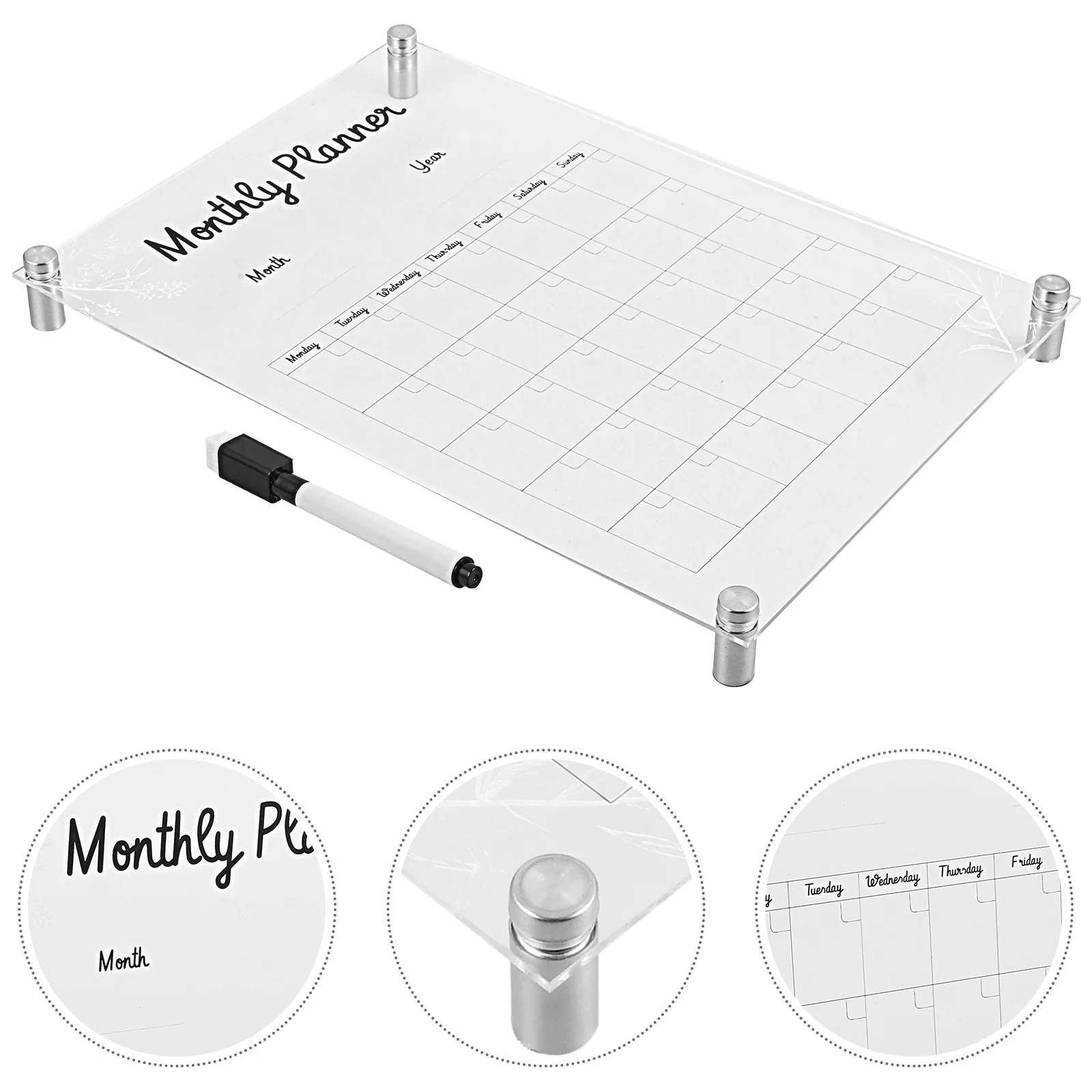 

1Set Acrylic Clear Message Board Lightweight Small Erasable Weekly Plan Display Board for Home Office School Memo
