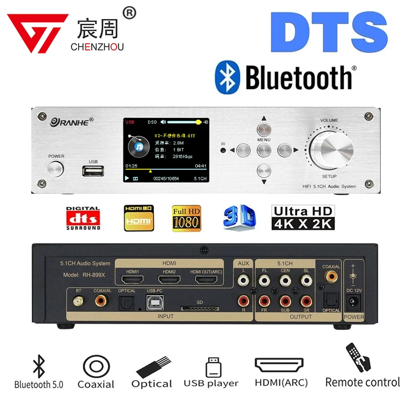 5.1-kanałowy dekoder audio USB U Disk Bezstratne odtwarzanie muzyki Bluetooth 5.0 Dekodowanie światłowodowe koncentryczne audio 6-kanałowe wyjście