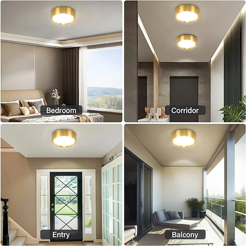 Led Ceiling Light Dimmable Downlight Gold Ceiling Lamp 5W 10W 15W 25W Spotlight for Living Room Kitchen 185-265V Panel Lights